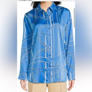 New Karl Lagerfeld Blue and White Casual Button Down Shirt size M